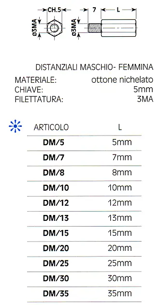 Distanziatori metallo esagonali, maschio-femmina MF10 H - ELEKTROZUBEHÖR