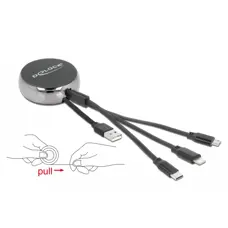 Cavo per ricarica USB 3in1 retraibile 1 mt. 86702