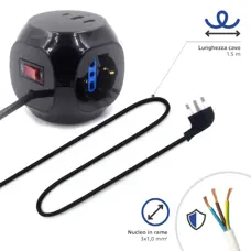 Presa multipla 3p+2x USB-A+USB-C EW3859