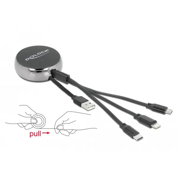 Cavo per ricarica USB 3in1 retraibile 1 mt. 86702