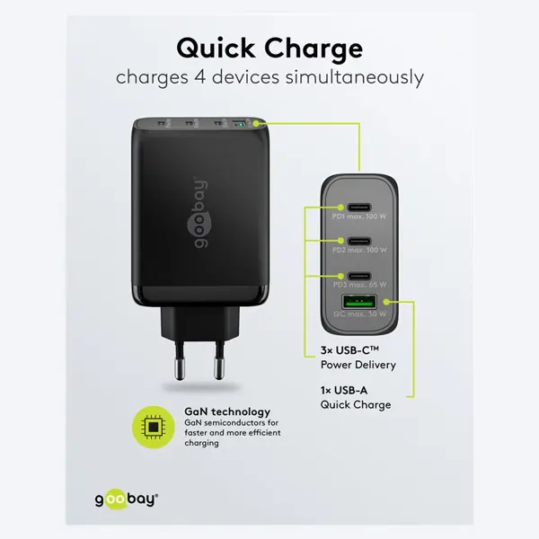 Alimentatore 100W USB-A + 3 porte USB-C 65555