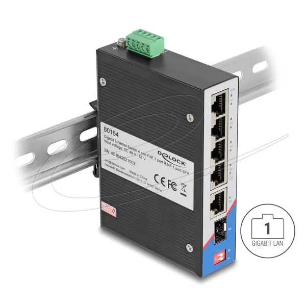 GIGA SWITCH 4p POE DIN+SFP DELOCK 80164